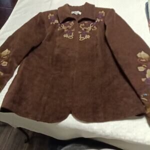 Cold Water Creek Women Embroidered Jacket Blazer Size 12 Boho Cottage Core VTG